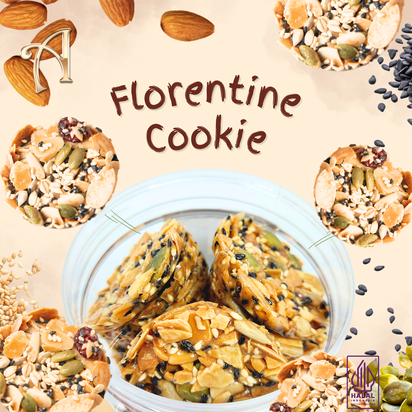 Premium Florentine Cookies Almond | Snack | Florenta | Special Price Rp89.000