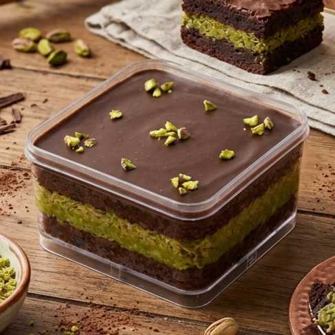 Dubai Pistachio Kunafa Brownies | Dessert Box | Special Price Rp155.000